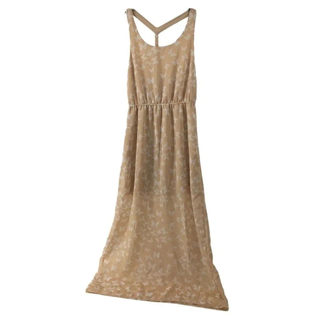 Butterfly Print Maxi Dress Braided Racerback Med